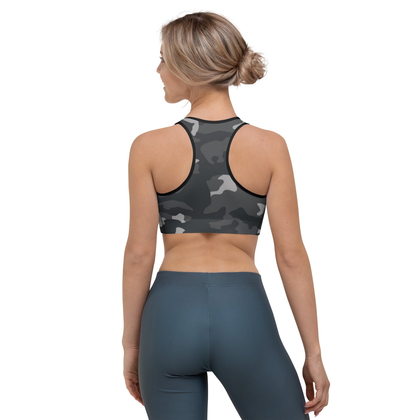 Sports bra dark camo, full logo