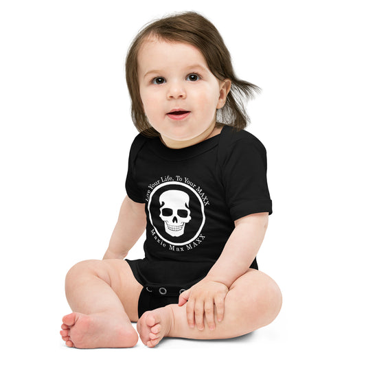 Baby short sleeve one piece full logo front