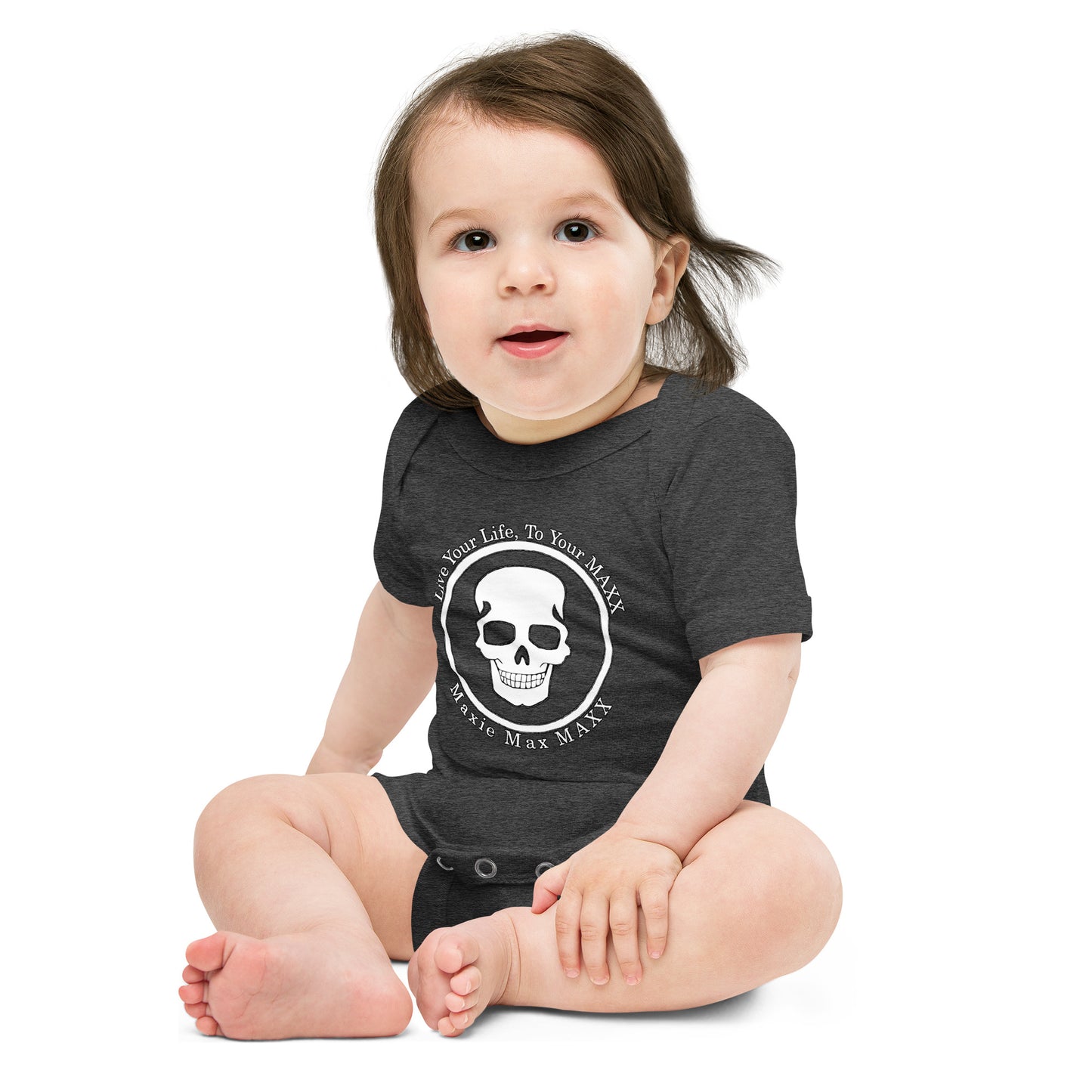 Baby short sleeve one piece full logo front