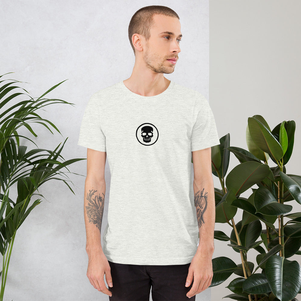 Unisex t-shirt logo on front, full logo on back