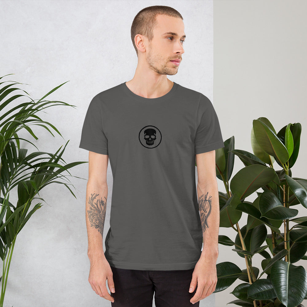 Unisex t-shirt logo on front, full logo on back