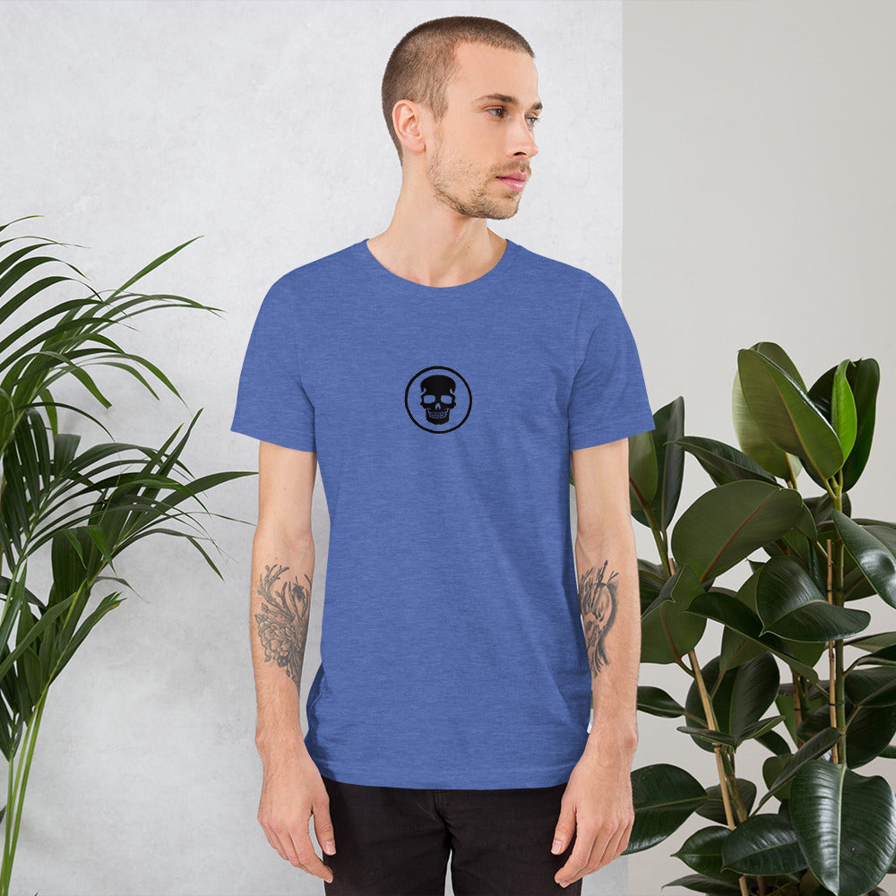 Unisex t-shirt logo on front, full logo on back