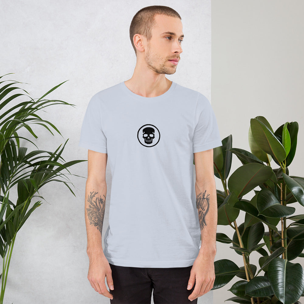 Unisex t-shirt logo on front, full logo on back