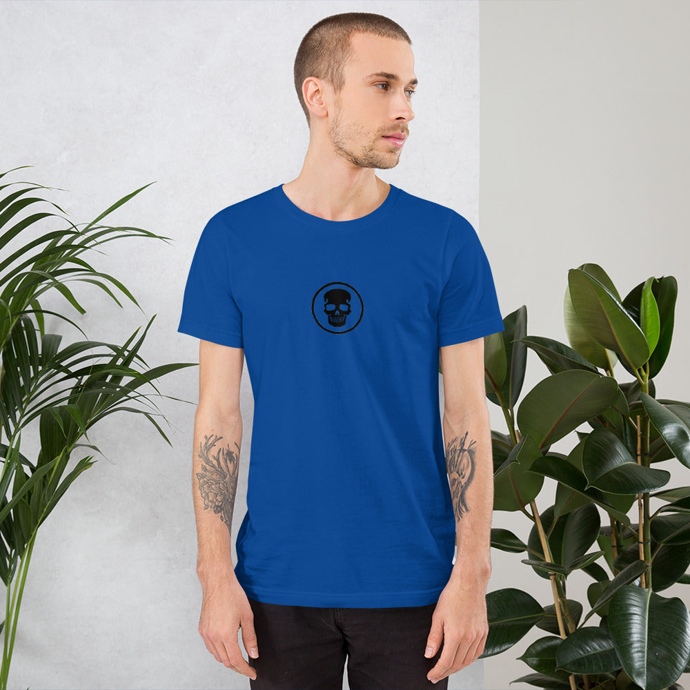 Unisex t-shirt logo on front, full logo on back