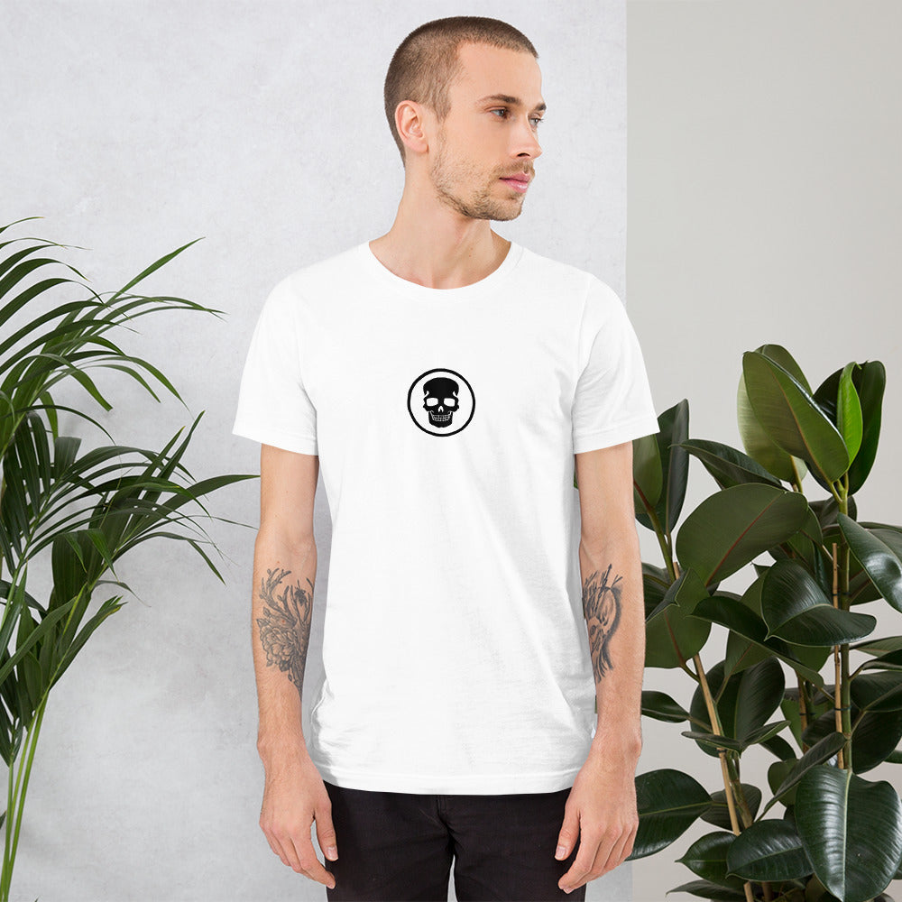 Unisex t-shirt logo on front, full logo on back