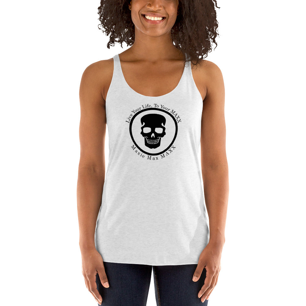 Women's Racerback Tank full logo on front black