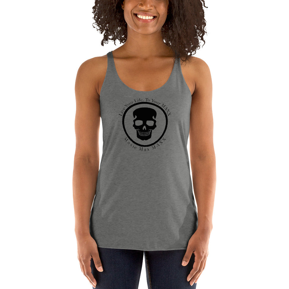 Women's Racerback Tank full logo on front black