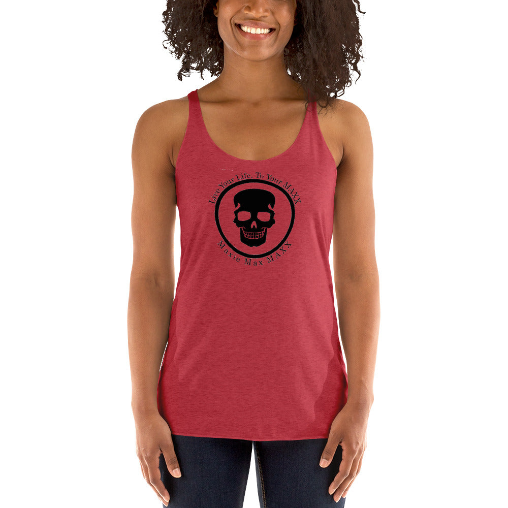 Women's Racerback Tank full logo on front black